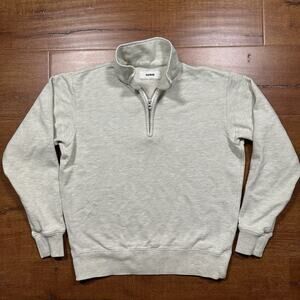 Buck Mason Oversized 1/4 Zip Sweater Men XS Gray Sweatshirt Cotton Retro Classic